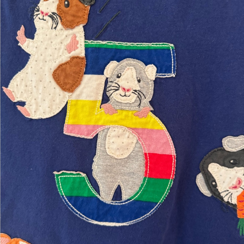 Mini Boden Birthday Animal Appliqué Shirt 5-6Y